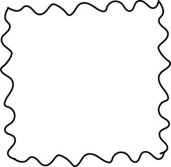 Black wavy rectangular frame border with undulating edges on transparent background for text space.