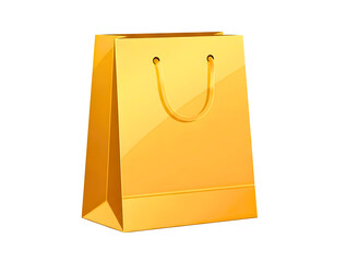 Bright yellow shopping bag isolated on transparent background