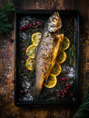 Roasted Christmas Carp with Herbs &ndash; AI Generative