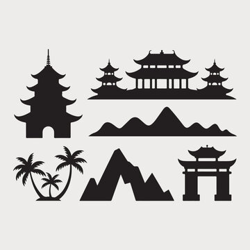 vector illustration of a traditional japaneese temple