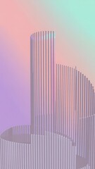 Vibrant 3D cityscape with futuristic skyscrapers in pastel colors