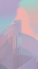 Modern architectural sculpture with pastel colored background gradient