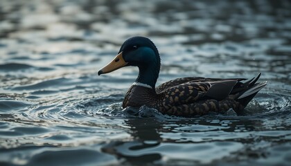  
 
"A lone duck struggling in water, partially submerged, symbolizing failure and distress, dramatic lighting with rippling water, muted and somber color palette, high-resolution, realistic textures,