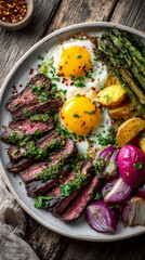 Steak and Eggs with Vegetables &ndash; AI Generative