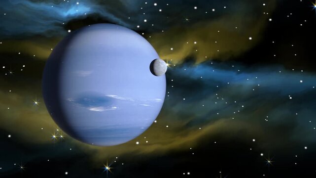 Planet of the solar system Neptune. 3d animation. 4k.