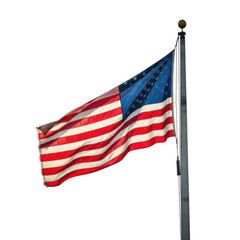 Obraz premium American flag on flagpole, isolated on transparent background
