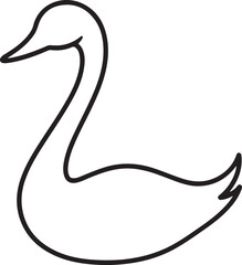 Minimal Swan Outline Vector &ndash; Graceful Bird Line Art for Logos, Tattoos, and Graphic Design. Vector illustration