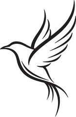 Elegant Minimalist Flying Dove Silhouette Vector. Black and White Line Art Symbolizing Peace, Freedom, Hope, and Spiritual Grace