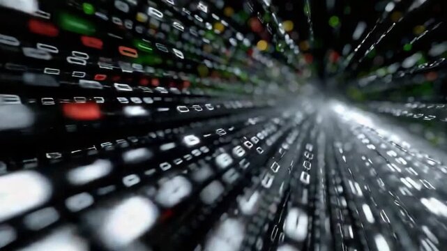 Digital Data Stream: A visualization of a flowing digital data stream, representing the intricate complexities of the digital age, a powerful and symbolic image of interconnectedness.