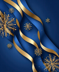 Minimal Blue-Gold Holiday Abstract. AI generative.