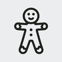 Stylized gingerbread man illustration on a light background, festive holiday concept.