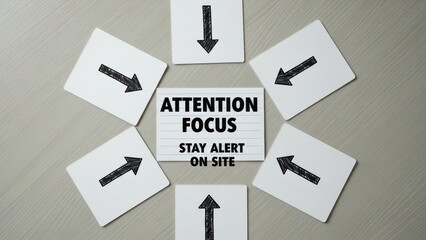 Attention Focus Alert Sign with Arrows on Site