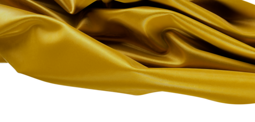 Close up of golden silk fabric with detailed folds. Perfect for luxury and design concepts. Ideal for backgrounds and te