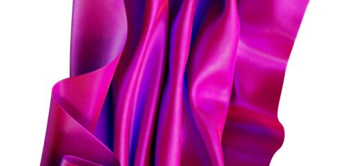 Close-up of vibrant pink fabric texture with flowing waves, highlighting the soft texture and folds against a white back