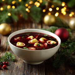Christmas Beet Soup with Dumplings &ndash; AI Generative
