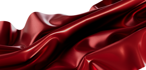 Close-up of elegant red satin fabric, showing folds, light reflections, and a sense of luxury. Ideal for design, fashion