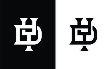 Obraz premium Minimalist DT letter monogram design in black and white style, suitable for branding concepts, apparel graphics, posters, and modern graphic design applications