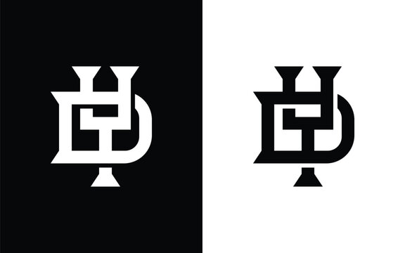 Minimalist DT letter monogram design in black and white style, suitable for branding concepts, apparel graphics, posters, and modern graphic design applications