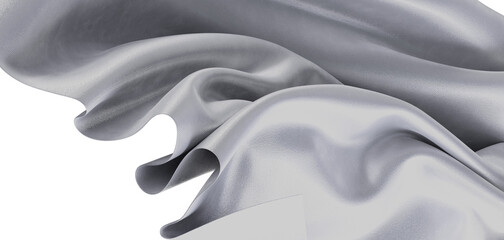Abstract and elegant silver fabric flowing with graceful waves creating a luxurious texture....