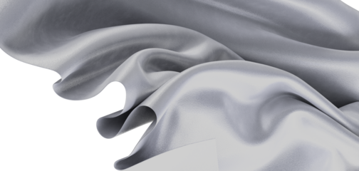 Abstract and elegant silver fabric flowing with graceful waves creating a luxurious texture. Suitable for background, de