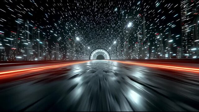 City Highway Night Time Lapse Traffic.
