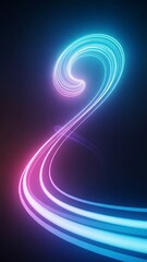Vibrant neon light trails swirling in dynamic motion