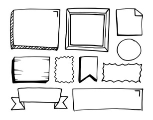 set of hand-drawn vector frames doodle illustrated text boxes empty blank frame collection