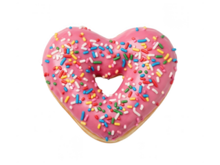 Pink Heart Shaped Donut sprinkles colorful