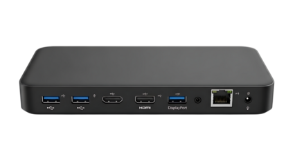 Black USB C Hub with HDMI Ethernet and DisplayPort Ports for Laptop or Desktop