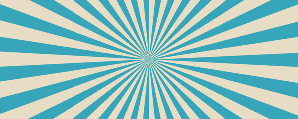 Retro vintage spiral wavy sun rays, blue background pattern, radial spiral stripes, comic ray stripes, grunge texture, circus, carnival, summer background, vector illustration. © ifon