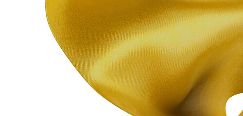 Close-up shot of yellow silky textile, with details of weaving pattern. Ideal for backgrounds, designs, and textures.