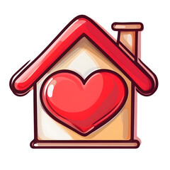 "Cartoon House with Heart Symbol isolated on transparent background"