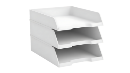 White Multi-Tiered Document Organizer with Slanted Shelves for Office or Workspace Storage
