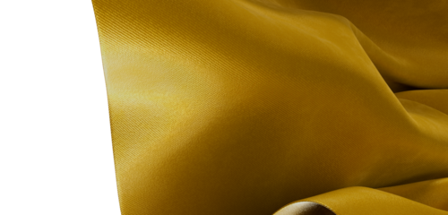 Close-up of golden fabric with beautiful texture and folds. This elegant background conveys luxury and opulence, perfect