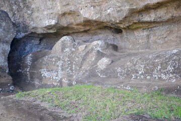 Moai statues on Rano Raraku Volcano slopes, Easter Island