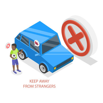 3D Isometric Flat  Illustration of Kidnapping Awareness For Children. Item 4