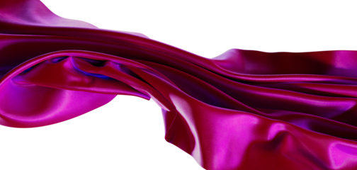 Luxurious magenta silk fabric flowing and waving against a white background. Perfect for design projects, adds elegance