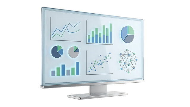 Dashboard display on computer monitor transparent background removed png