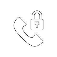 Locked Phone Call Security Padlock Line Icon