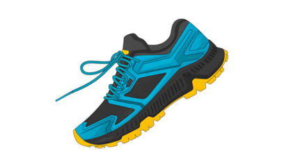 Blue athletic running shoe isolated on white background
