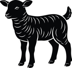 Standing sheep figure with stylized wool texture isolated on white background, minimalist farm animal graphic suitable for logo branding and vector © Mst