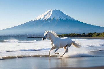 A thoroughbred sprinting at full speed.