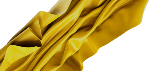 Close-up of golden yellow fabric with beautiful texture and folds, ideal for background, textile, design, or elegant the