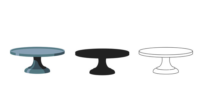 Three variations of a pedestal cake stand in different styles and colors