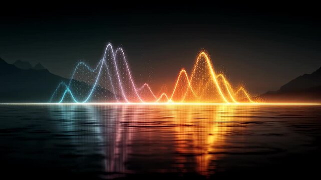 Colorful Sound Waves Over Water.