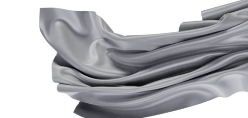 Close-up of luxurious silver fabric with intricate textures and graceful folds. Perfect for design, fashion, and artisti