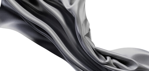 Abstract shot of flowing silver fabric, emphasizing its texture and drape. Perfect for design,...