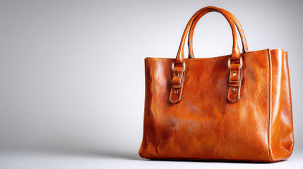 Luxury brown leather handbag isolated on studio background premium fashion accessory concept for ecommerce branding product advertising