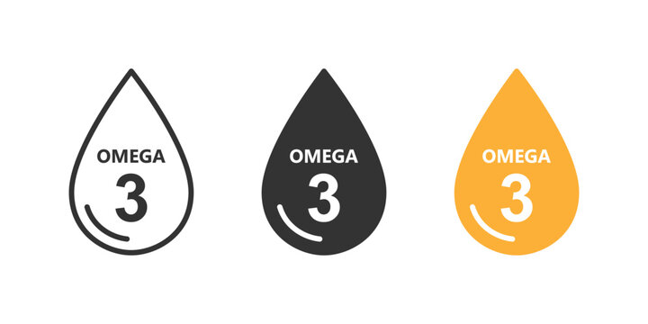 Omega 3 icon. Omega 3 symbol vector. Omega 3 flat and liner vector icons set
