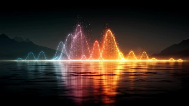 Colorful Water Fountains at Night.